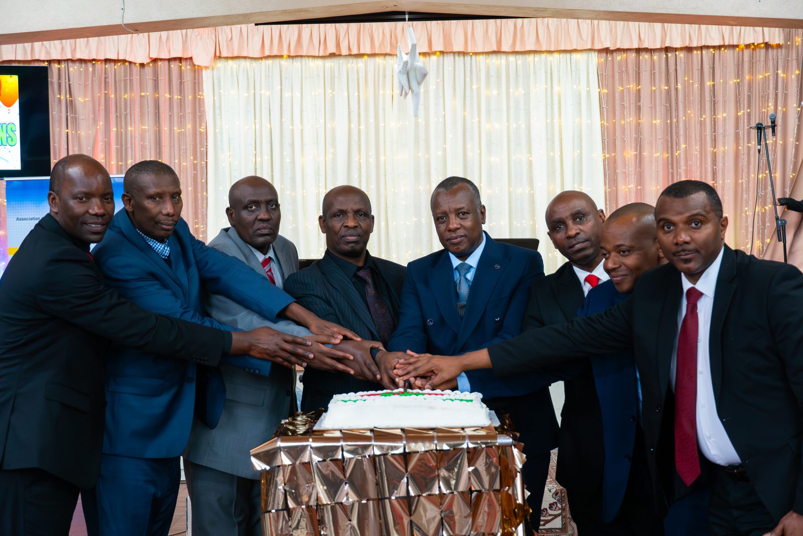 Choir members singing during Sunday service